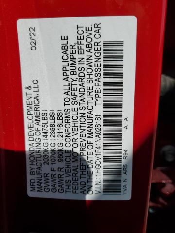 2022 HONDA ACCORD SPO - 1HGCV1F41NA028181