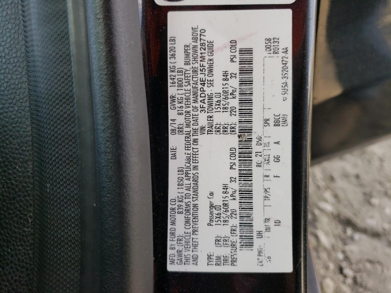 3fadp4ej5fm128770 3FADP4EJ5FM128770 2015 Ford Fiesta Se