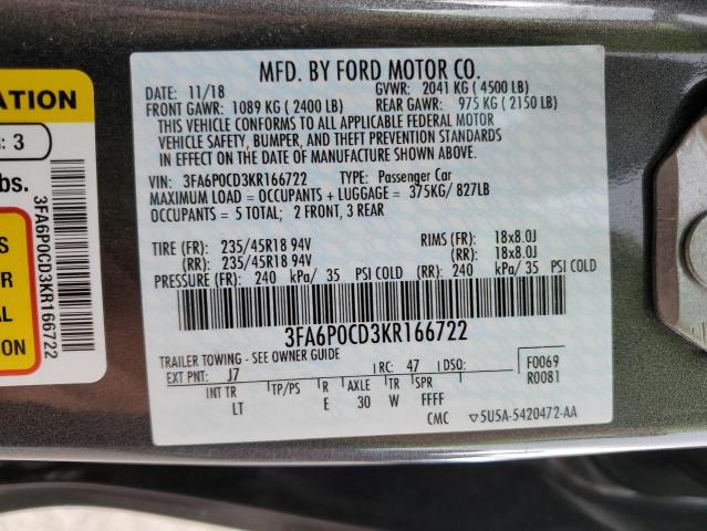 3FA6P0CD3KR166722 Ford FUSION SEL