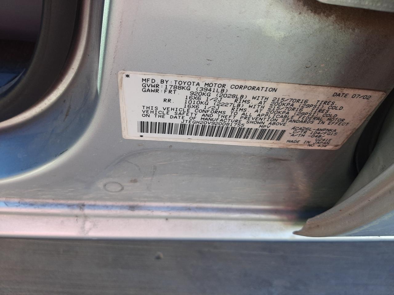 JTEGH20V920081755 2002 Toyota Rav4