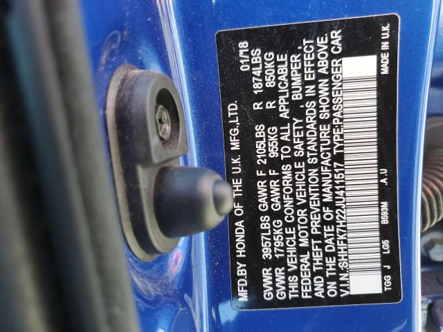 SHHFK7H22JU411517 Honda Civic Lx