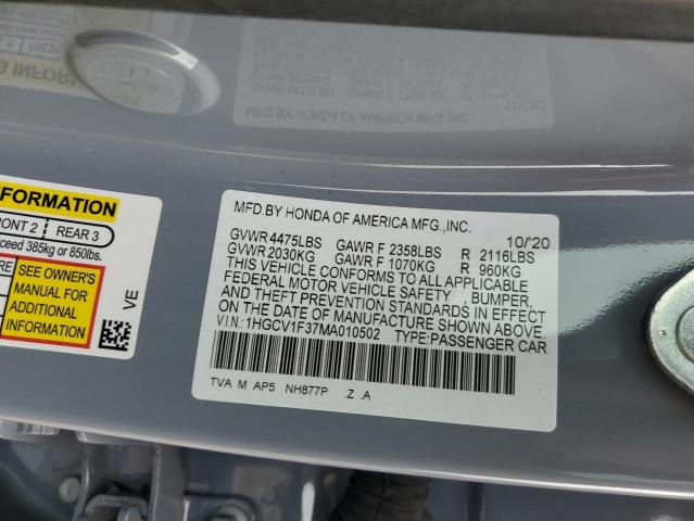 2021 HONDA ACCORD SPO - 1HGCV1F37MA010502
