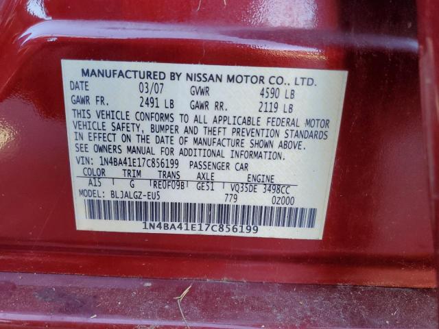 1N4BA41E17C856199 2007 Nissan Maxima Se