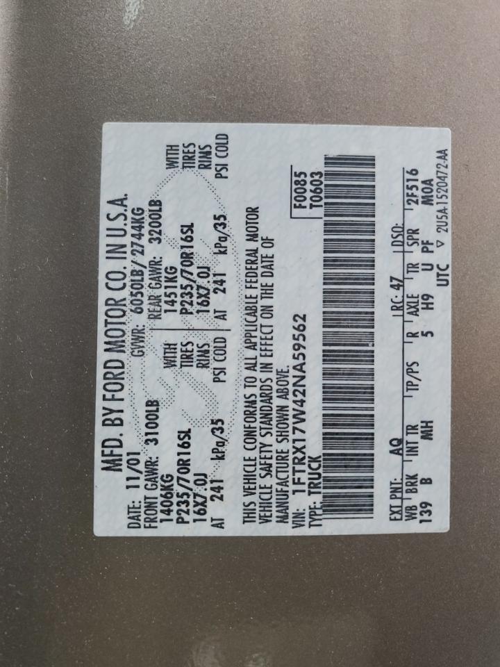 1FTRX17W42NA59562 2002 Ford F150