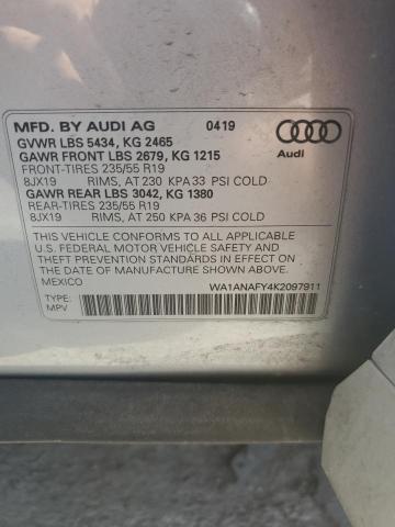 WA1ANAFY4K2097911 | 2019 AUDI Q5 PREMIUM