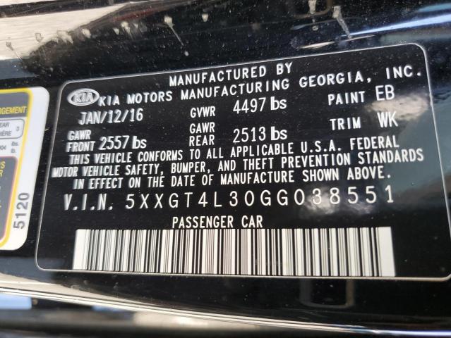 5XXGT4L30GG038551 KIA Optima Lx