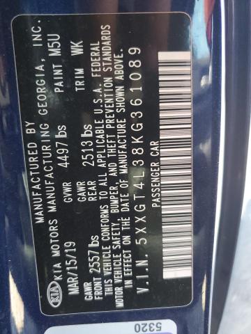 5XXGT4L38KG361089 KIA Optima Lx