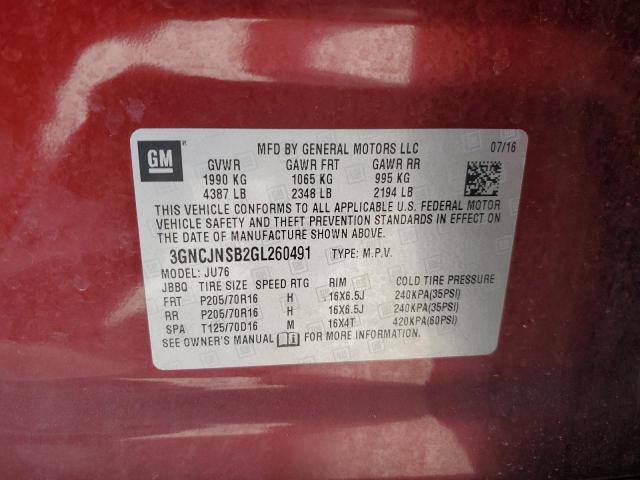 3GNCJNSB2GL260491 Chevrolet TRAX LS
