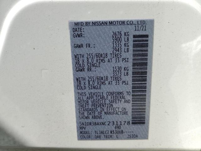 5N1DR3BAXNC231178 Nissan Pathfinder Sv