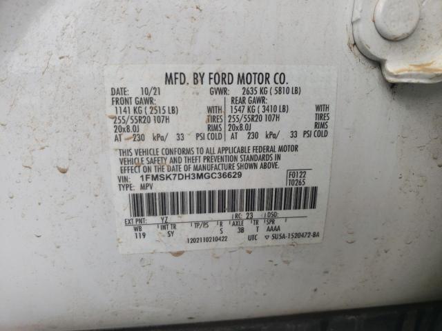 1FMSK7DH3MGC36629 Ford EXPLORER XLT
