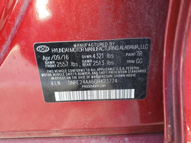5NPE24AA6GH423774 Hyundai SONATA ECO