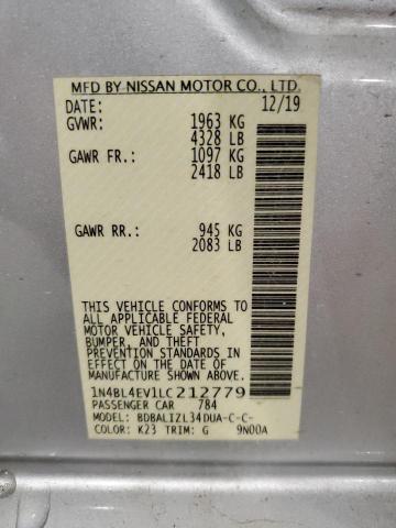 1N4BL4EV1LC212779 | 2020 NISSAN ALTIMA SL