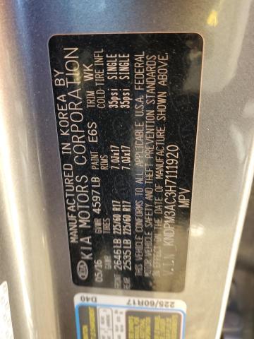 KNDPM3AC3H7111920 KIA Sportage Lx