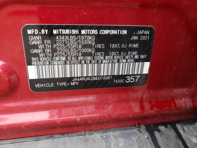 JA4ARUAU2MU018981 | 2021 MITSUBISHI OUTLANDER