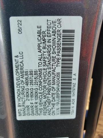 2022 ACURA TLX TECH A - 19UUB5F54NA004356