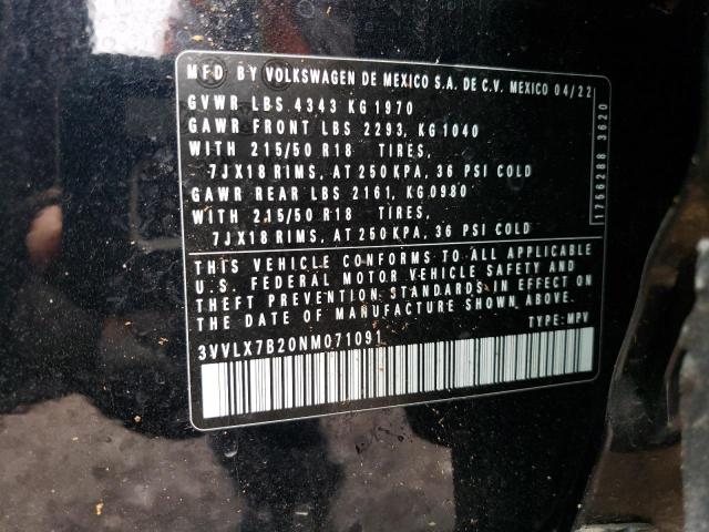 2022 VOLKSWAGEN TAOS SE IQ - 3VVLX7B20NM071091