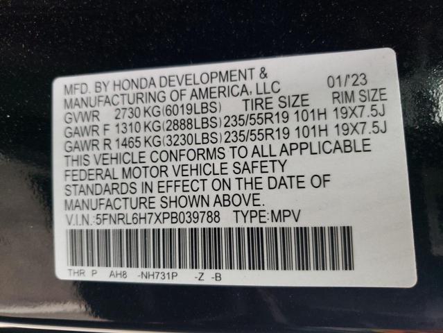 5FNRL6H7XPB039788 Honda Odyssey Sp  10