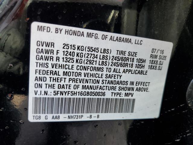 5FNYF5H16GB050036 Honda PILOT LX
