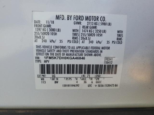 1FM5K7DH0KGA46846 Ford EXPLORER XLT