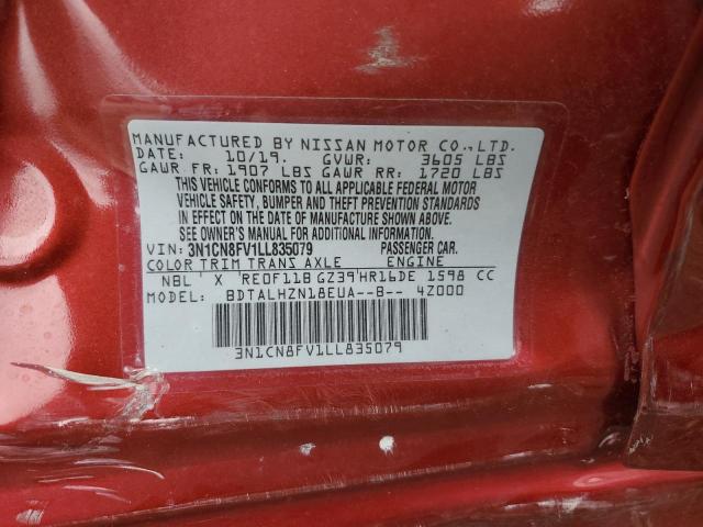 2020 NISSAN VERSA SR - 3N1CN8FV1LL835079
