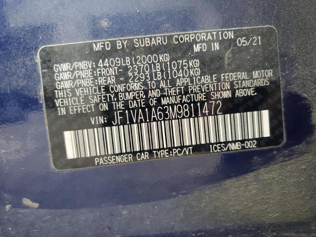 JF1VA1A63M9811472 | 2021 SUBARU WRX