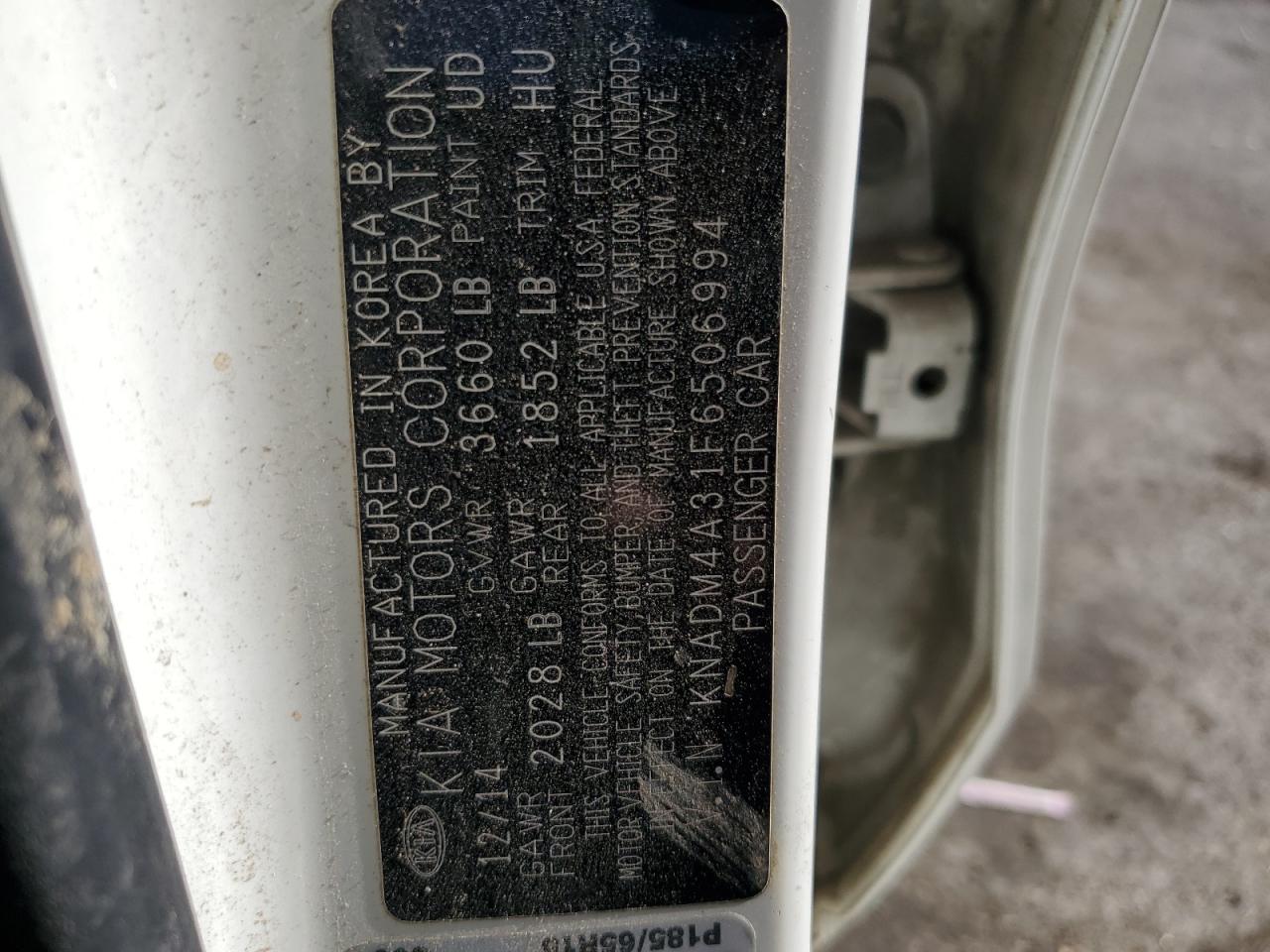 KNADM4A31F6506994 2015 Kia Rio Lx