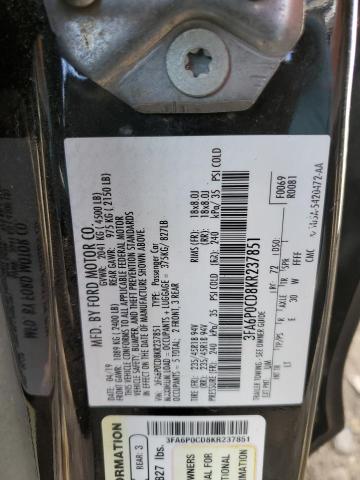 3FA6P0CD8KR237851 Ford Fusion SEL 12