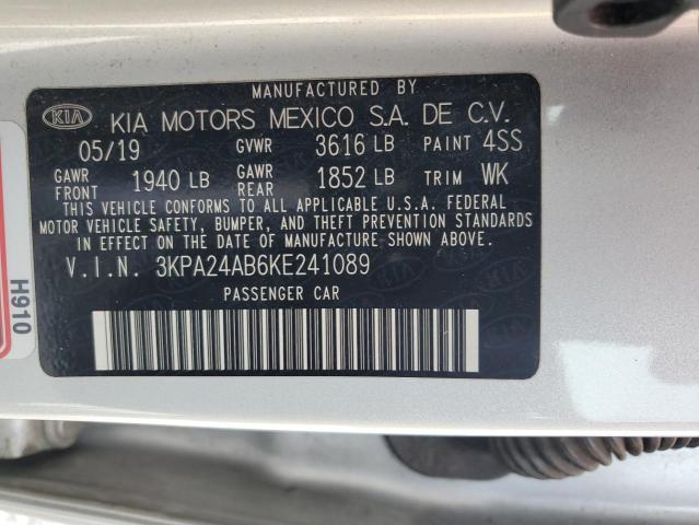 3KPA24AB6KE241089 | 2019 KIA RIO S