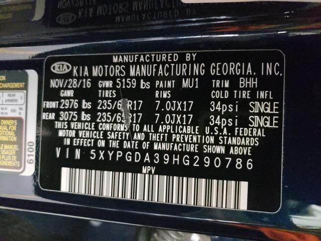 5XYPGDA39HG290786 2017 Kia Sorento Lx