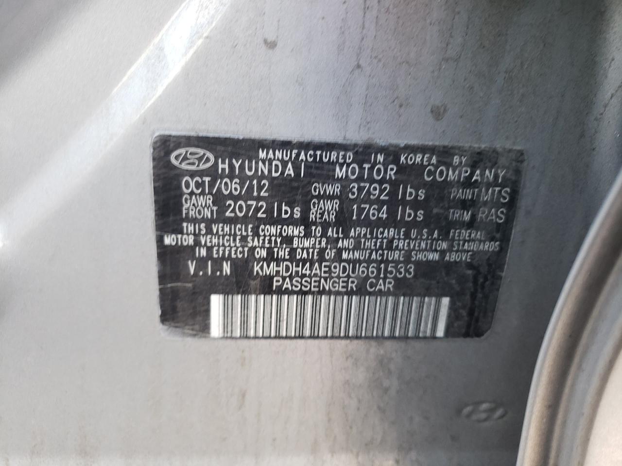 KMHDH4AE9DU661533 2013 Hyundai Elantra Gls