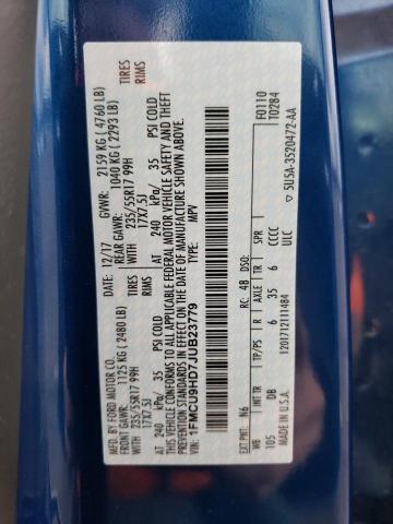 1FMCU9HD7JUB23779 Ford ESCAPE SEL