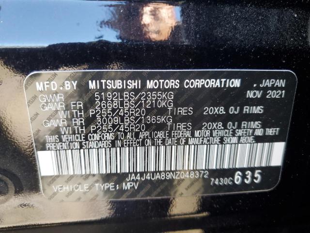 JA4J4UA89NZ048372 | 2022 MITSUBISHI OUTLANDER