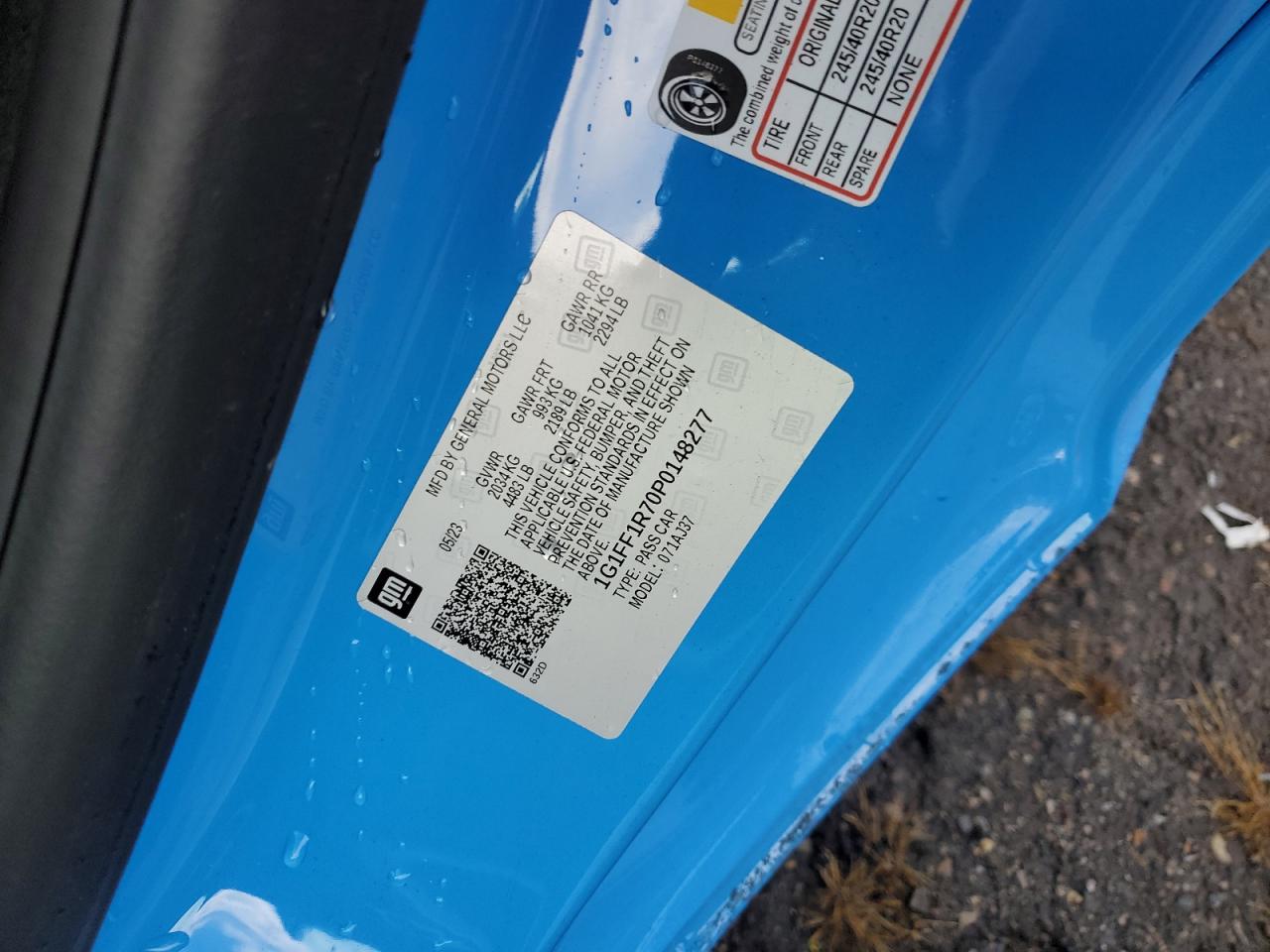 VIN: 1G1FF1R70P0148277 2023 CHEVROLET CAMARO LT1