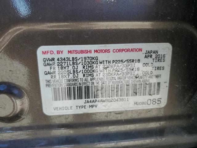 JA4AP4AW9GZ043911 Mitsubishi Outlander Sport Sel