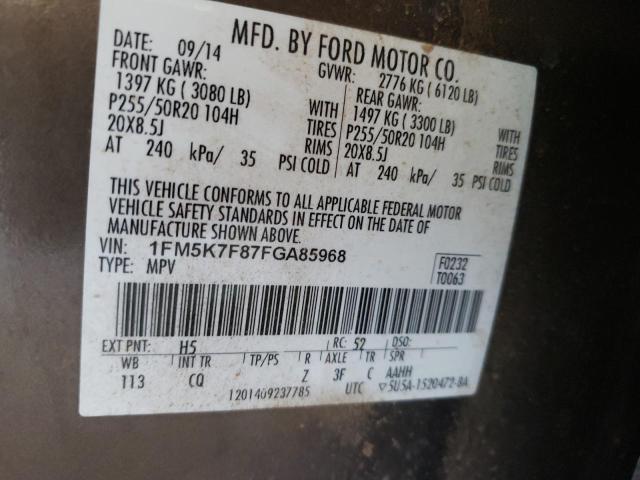 1FM5K7F87FGA85968 Ford Explorer Limited