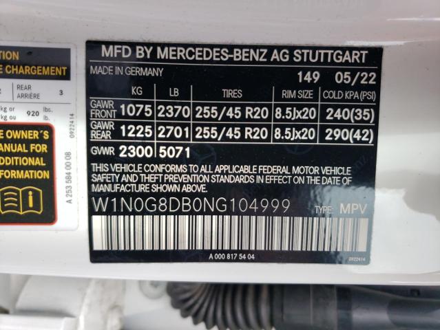 W1N0G8DB0NG104999 Mercedes-Benz GLC 300