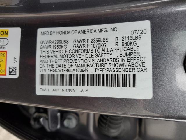 1HGCV1F46LA100649 | 2020 HONDA ACCORD EX