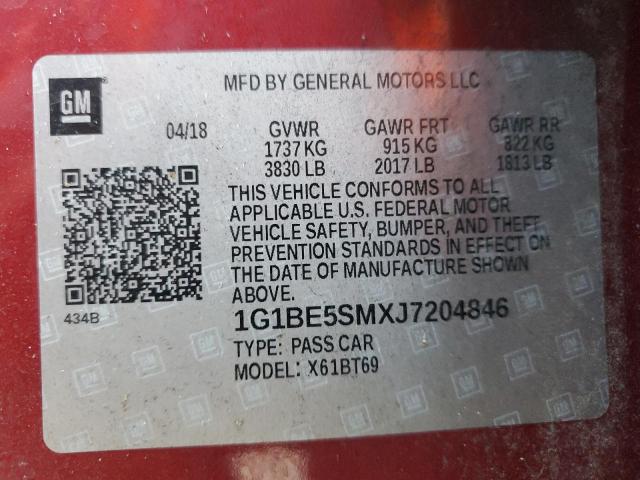 2018 CHEVROLET CRUZE LT - 1G1BE5SMXJ7204846