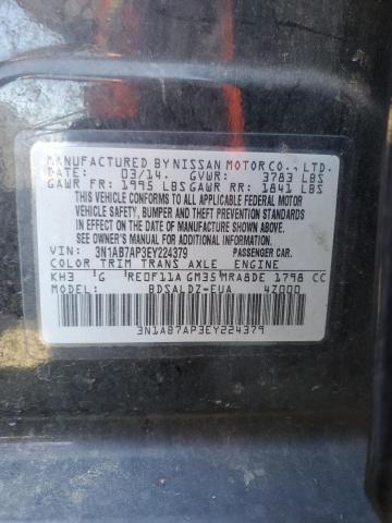 3N1AB7AP3EY224379 | 2014 NISSAN SENTRA S