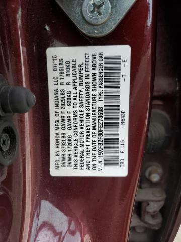 19XFB2F80FE278698 | 2015 HONDA CIVIC EX