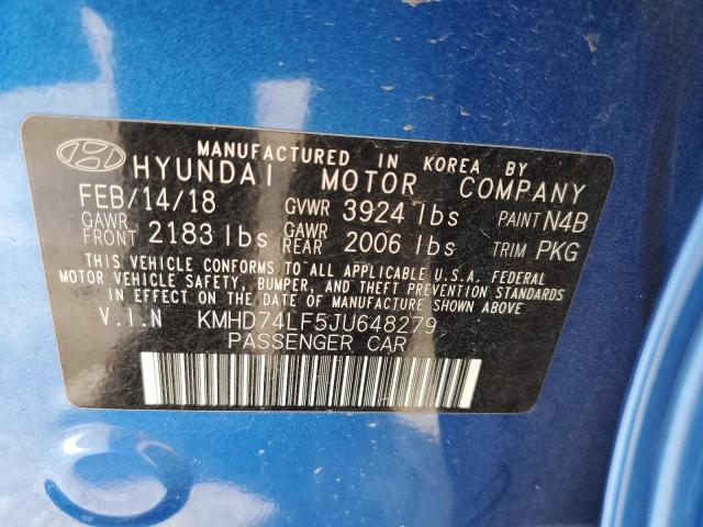 KMHD74LF5JU648279 Hyundai ELANTRA SE