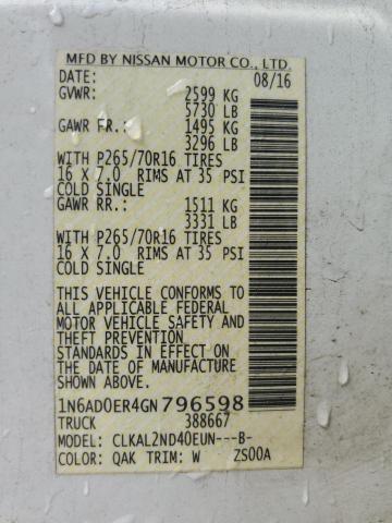 1N6AD0ER4GN796598 Nissan FRONTIER S