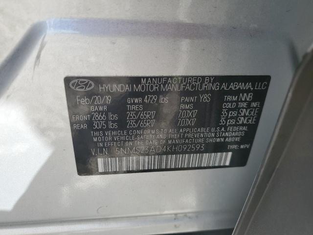 5NMS23AD4KH092593 Hyundai Santa Fe Se