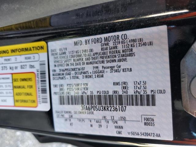 3FA6P0SU3KR236107 2019 FORD FUSION, photo no. 13