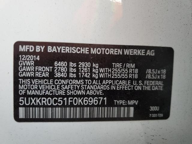 VIN 5UXKR0C51F0K69671 2015 BMW X5, Xdrive35I no.13