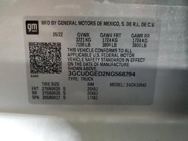 3GCUDGED2NG568294 | 2022 CHEVROLET SILVERADO