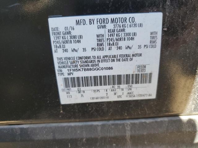 1FM5K7B88GGC01086 Ford EXPLORER