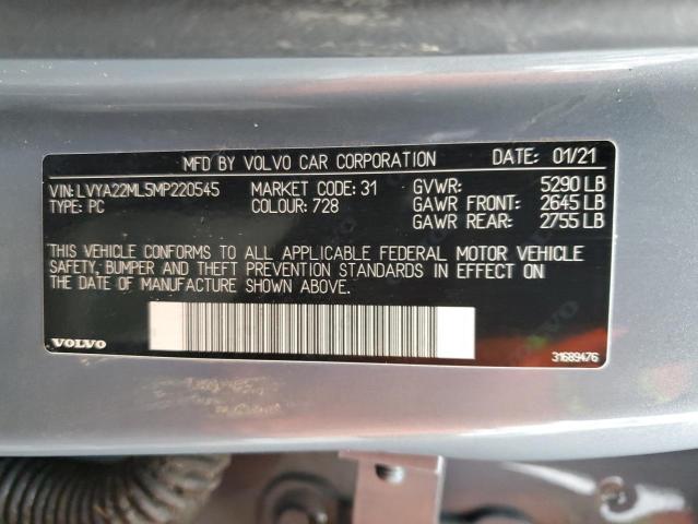 2021 VOLVO S90 T6 INS - LVYA22ML5MP220545