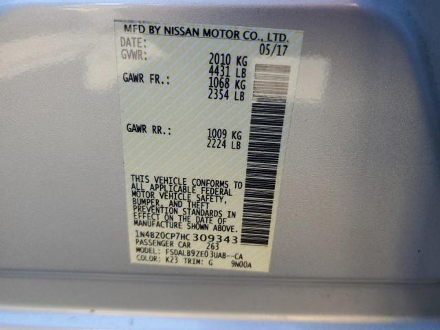 VIN 1N4BZ0CP7HC309343 2017 Nissan Leaf, S no.13