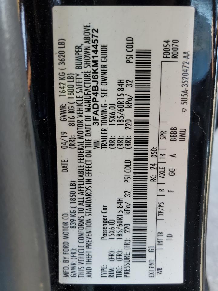 3FADP4BJ6KM144572 FORD FIESTA 2019